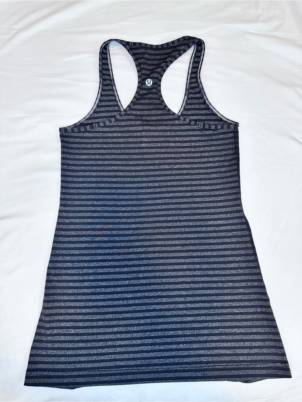 Lululemon Cool Racerback Tank Black Gray Stripe Racerback Yoga Top